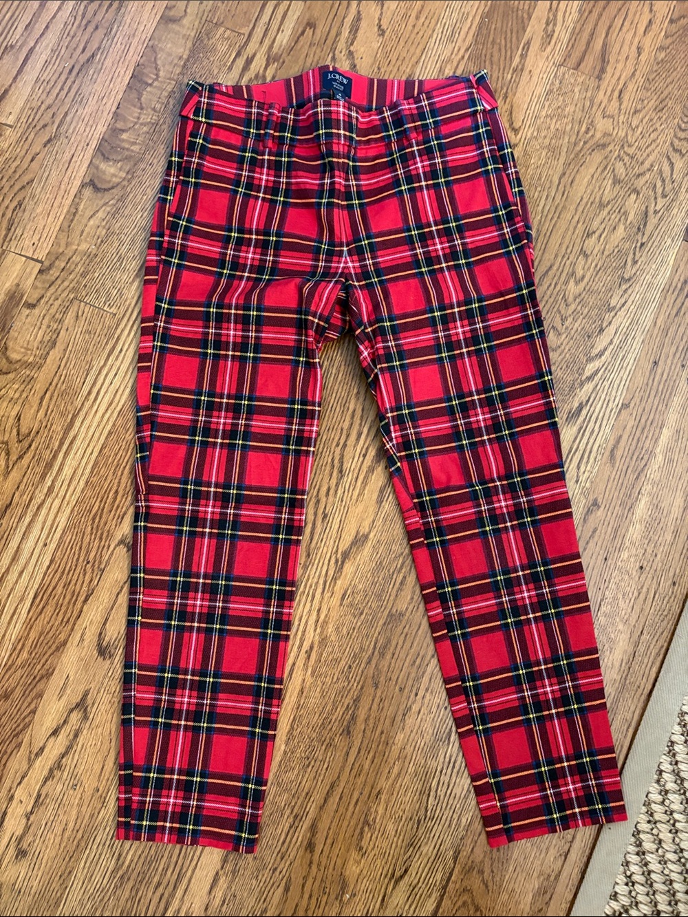 J Crew Women’s Red Plaid Winnie Pants with Black & Yellow Trim